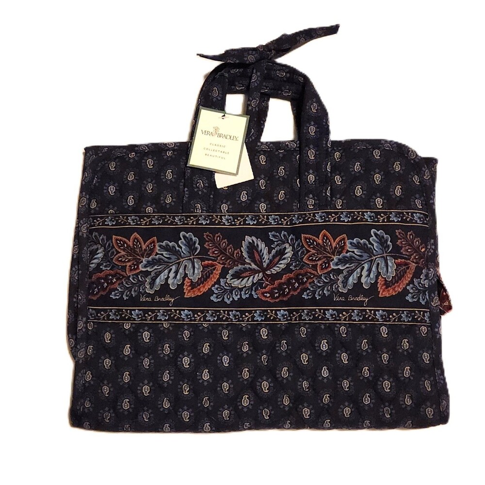 Vera Bradley Travel Folding Organizer Handles Tie Closure Classic Navy Paisley
